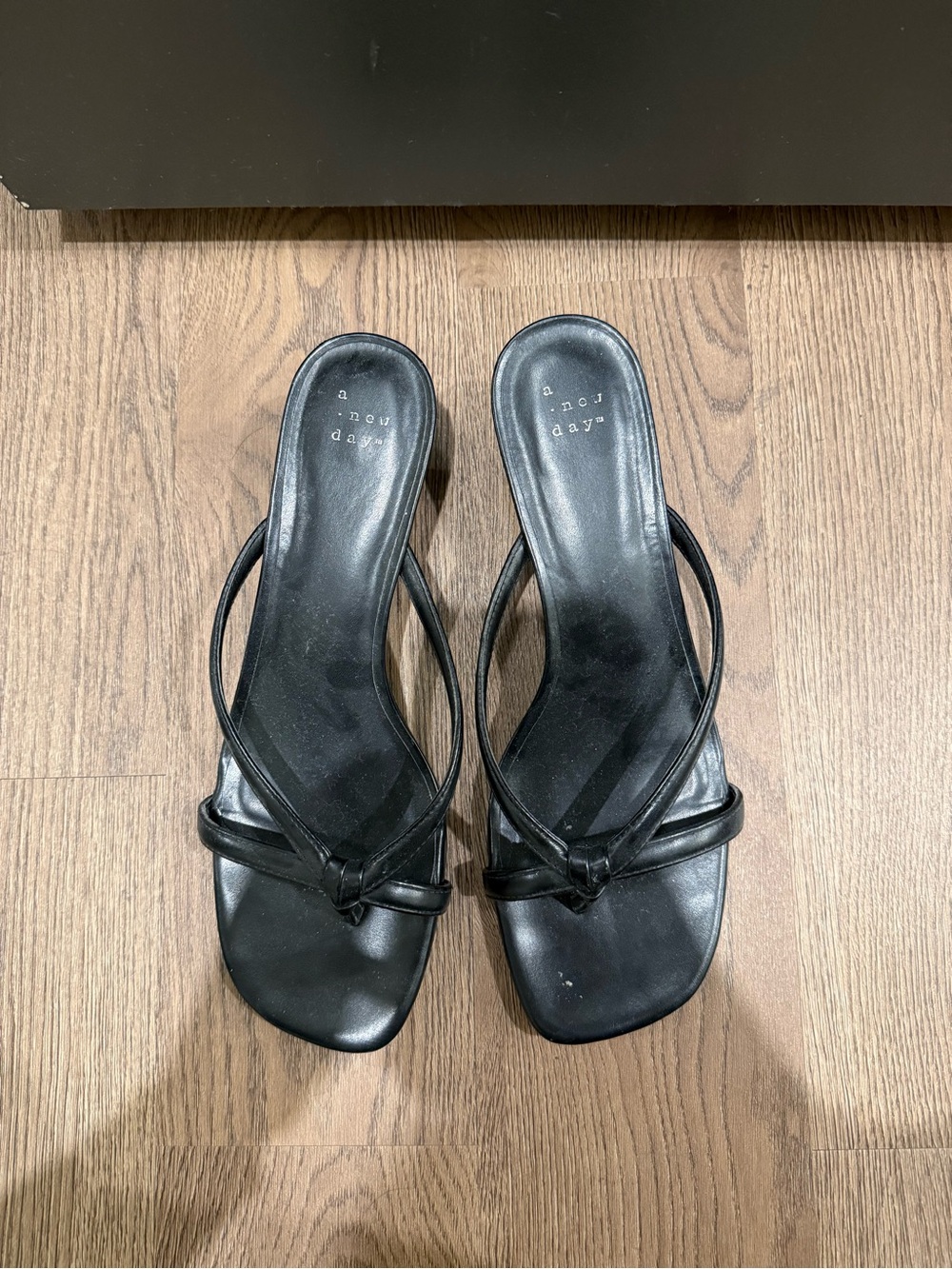a new day Black Knotted Square-Toe Slide Mules